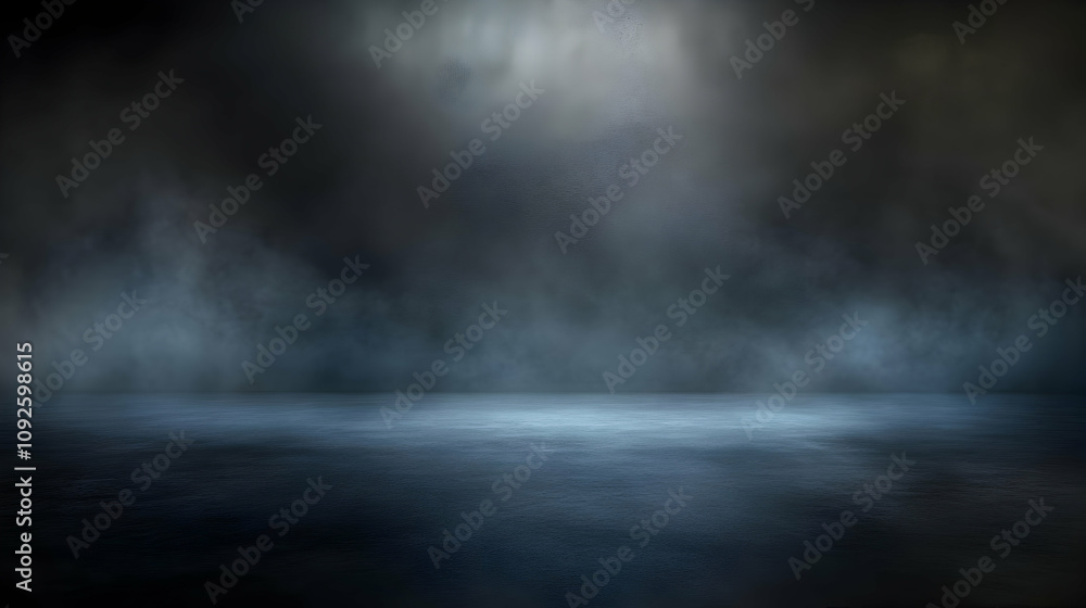 Aufkleber dark moody 3d abstract background with fog and glowing light