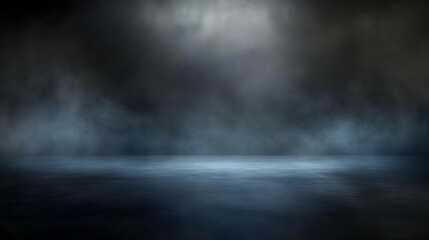 Dark Moody 3D Abstract Background with Fog and Glowing Light
