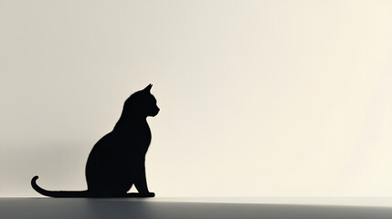 A minimalistic 3D render of a cat silhouette with smooth, clean lines, on a white canvas