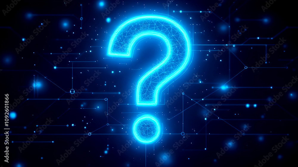 Poster 3d question marks with technology background