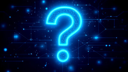 3d question marks with technology background