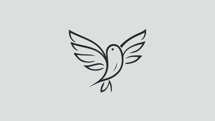 Fototapeta premium Minimalist Bird Illustration on Branch with Elegant Lines