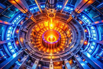 Fototapeta premium Inside the Nucleus of a Nuclear Fission Reactor in Operation: A Macro Perspective of Energy Production and Atomic Reactions