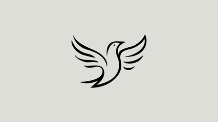 Fototapeta premium Minimalist Bird Illustration on Branch with Elegant Lines