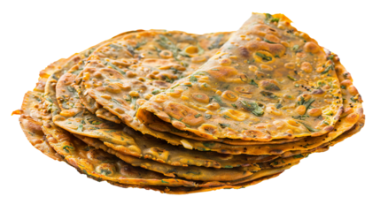Methi Thepla isolated on transparent background, PNG