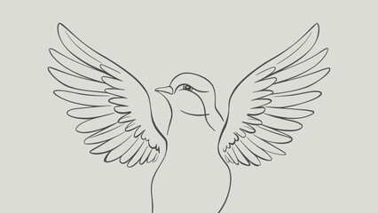 Obraz premium Minimalist Bird Illustration on Branch with Elegant Lines