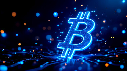 The digital money exchange with financial application concept and virtual blue dollar sign