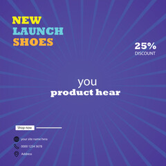 Obraz premium New lunch shoe socila media poster design .