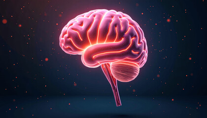 Fototapeta premium Glowing Pink Brain Anatomy - A Detailed 3D Model