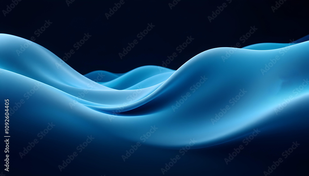 Poster abstract fluid 3d renders holographic iridescent neon curved waves in motion on a dark background. g