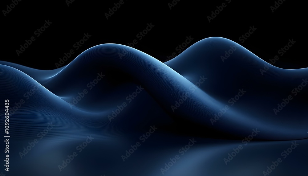 Poster abstract fluid 3d renders holographic iridescent neon curved waves in motion on a dark background. g