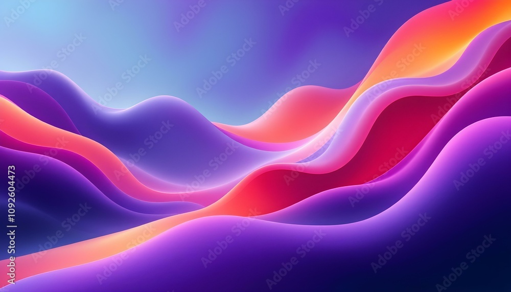 Poster abstract fluid 3d renders holographic iridescent neon curved waves in motion on a dark background. g