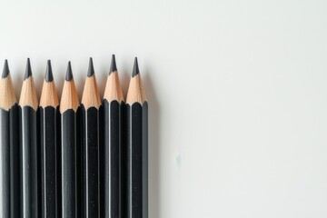 Naklejka premium Pencil collection display creative workspace art supplies minimalist top view inspiration