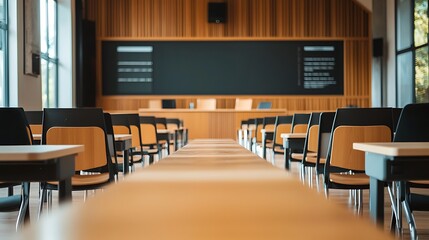 Empty Classroom Desks Modern School Education Concept