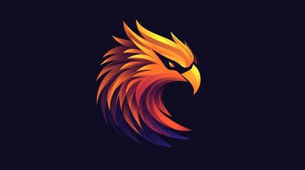 Fototapeta premium Abstract illustration of an eagle head with a gradient color scheme.