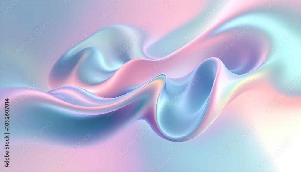 Poster abstract fluid 3d renders holographic iridescent neon curved waves in motion light dynamic backgroun