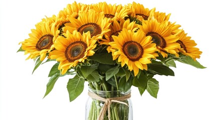Obraz premium Rustic Sunflower Bouquet in a Glass Vase