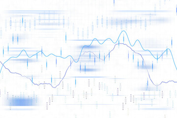 Financial chart featuring candlesticks, trend lines, and data analysis on white background. Concept of forex, stock market, and exchange rate trends