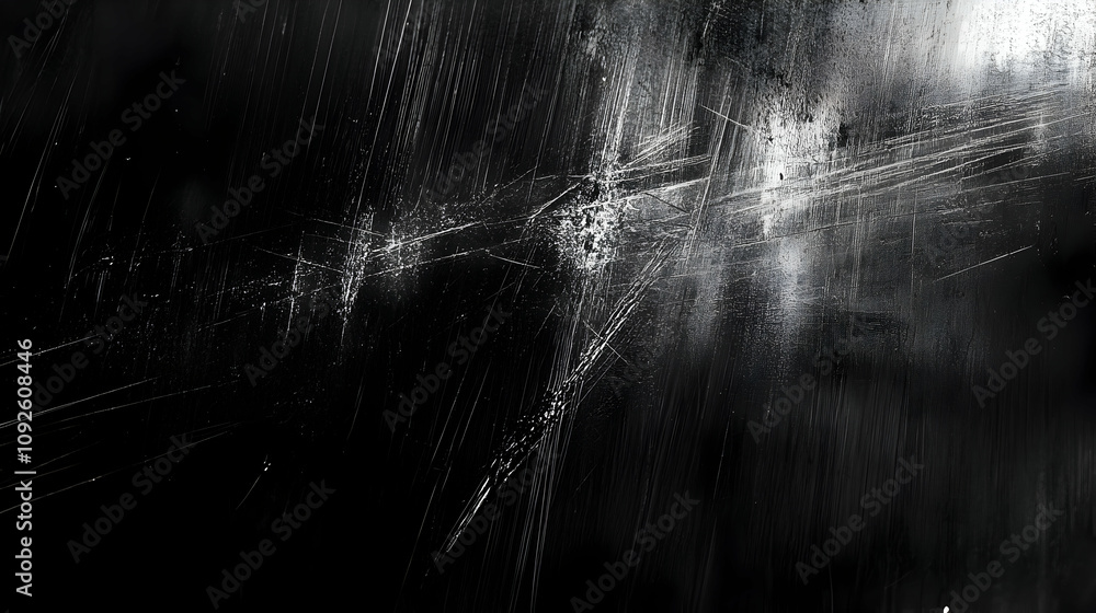 Poster abstract black scratched texture background: grunge overlay with distress effects and white scratch 