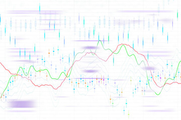 Naklejka premium Financial trading chart showing candlesticks, trend lines, and data analysis details on a clean white background. Concept of forex and stock market