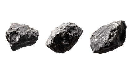 Obraz premium Three Gray Rocks Isolated on a White Background