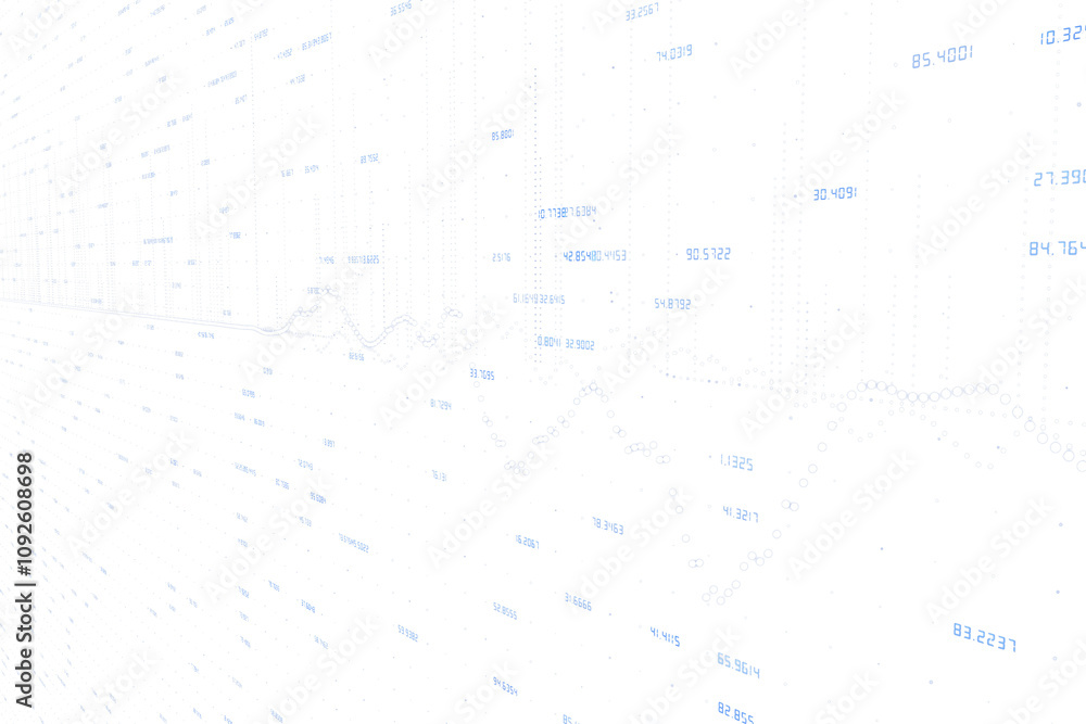 Poster Abstract representation of numerical data and statistics in soft tones. Minimalist design with a white background. Concept of data analysis