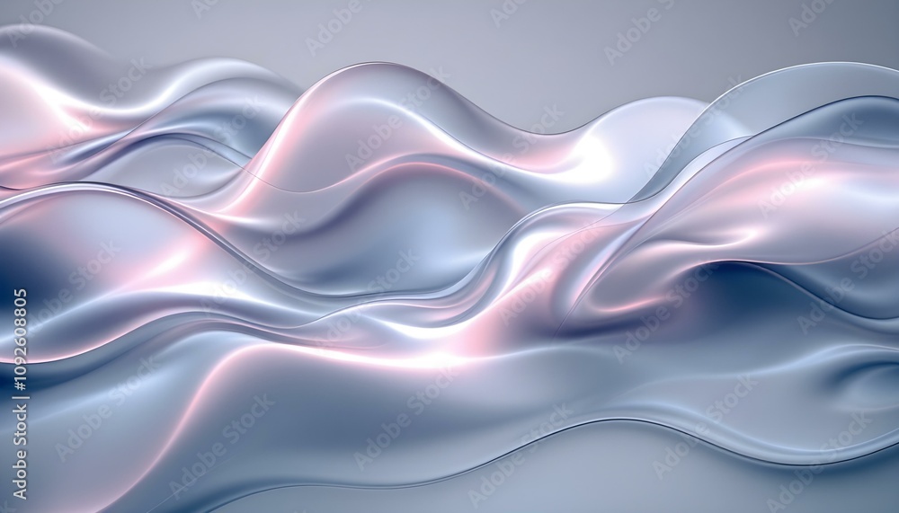 Poster abstract fluid holographic iridescent neon curved wave in motion dark background 3d render. gradient