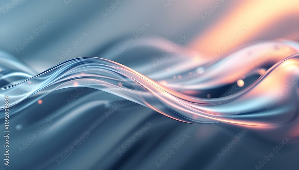 Poster abstract fluid holographic iridescent neon curved wave in motion dark background 3d render. gradient