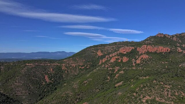 Drone view of the antenna of the Massif of Esterel in France