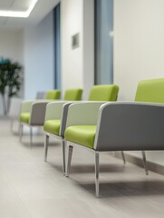 Modern Office Waiting Area Green And Grey Chairs