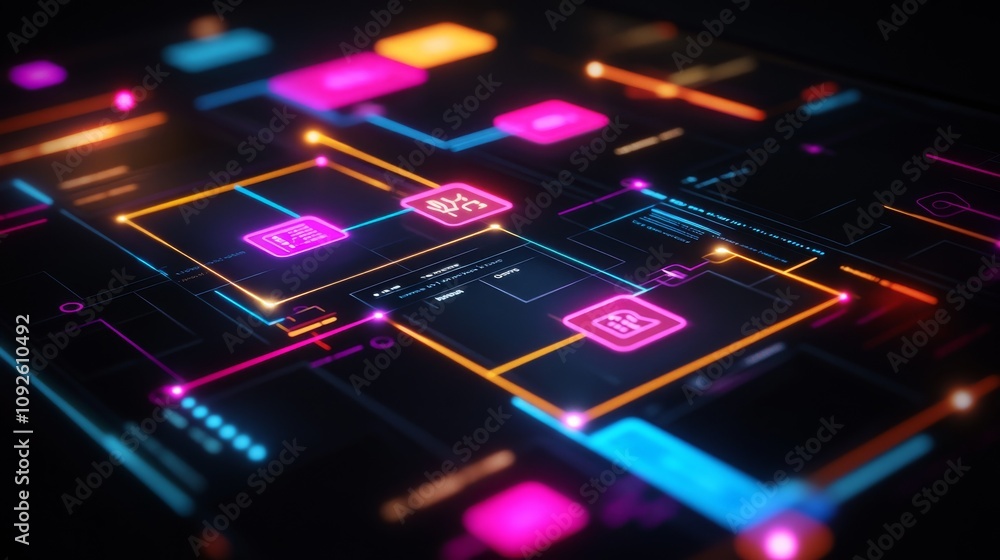 Poster dynamic futuristic interface design with vibrant colors