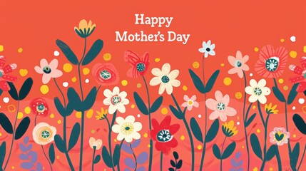Simple vector art of a blooming flower, "Happy Mother's Day" text in refined script