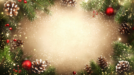 Minimalist christmas frame with wreaths and pine branches vector