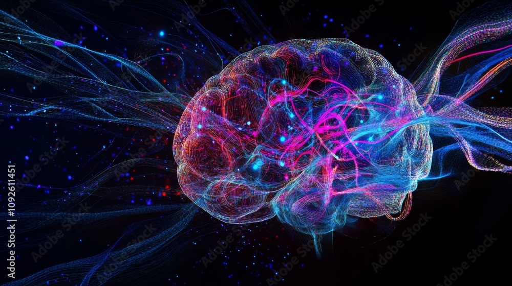 Aufkleber abstract brain visualization: exploring the intricate network of thoughts