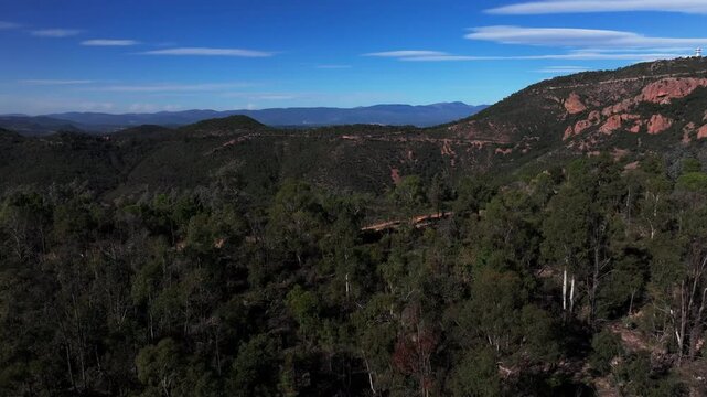 Aerial drone view from of the Esterel massif