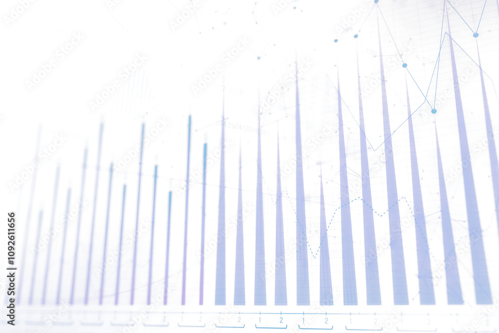 Aufkleber abstract bar and line chart with blue tones on a white background. represents financial data analysi