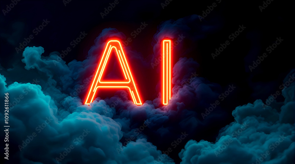 Poster the digital brain with circuit and red ai cocept.