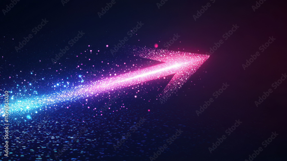 Poster futuristic luminous arrows with dynamic speed and light effects create vibrant visual. colorful part