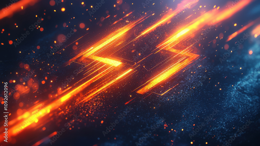 Poster glowing energy arrows with vibrant speed trails create dynamic visual effect, showcasing movement an