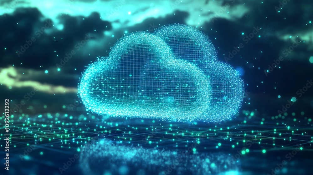 Canvas Prints digital cloud technology - futuristic abstract design