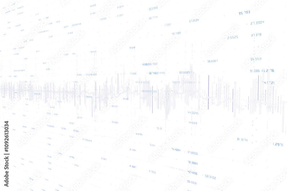 Aufkleber Abstract data visualization featuring numeric data and graphs in a clean, minimal style on a white background. Concept of technology and analytics
