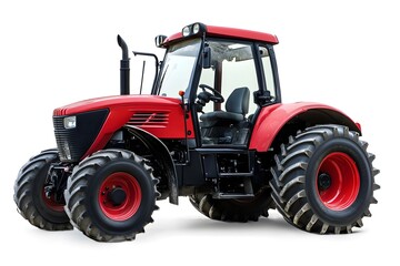 Obraz premium Red Modern Tractor with Large Wheels