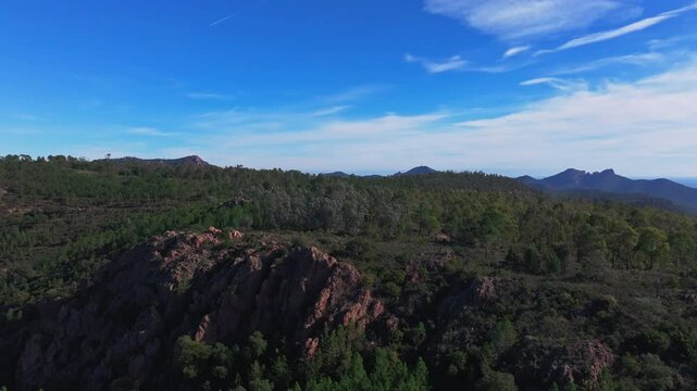 Aerial view of  the Peak of the Massif of Esterel in French Riviera