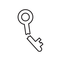 Broken key icon linear logo isolated