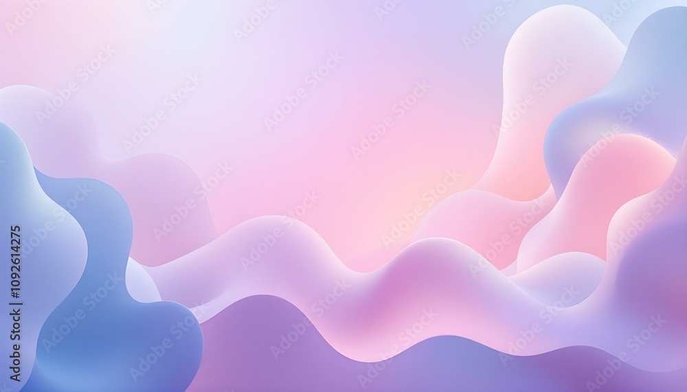 Poster Abstract fluid iridescent holographic bright neon curved wave in motion colorful background 3d render. Blurred multicolors gradient abstract background for website landing page template design