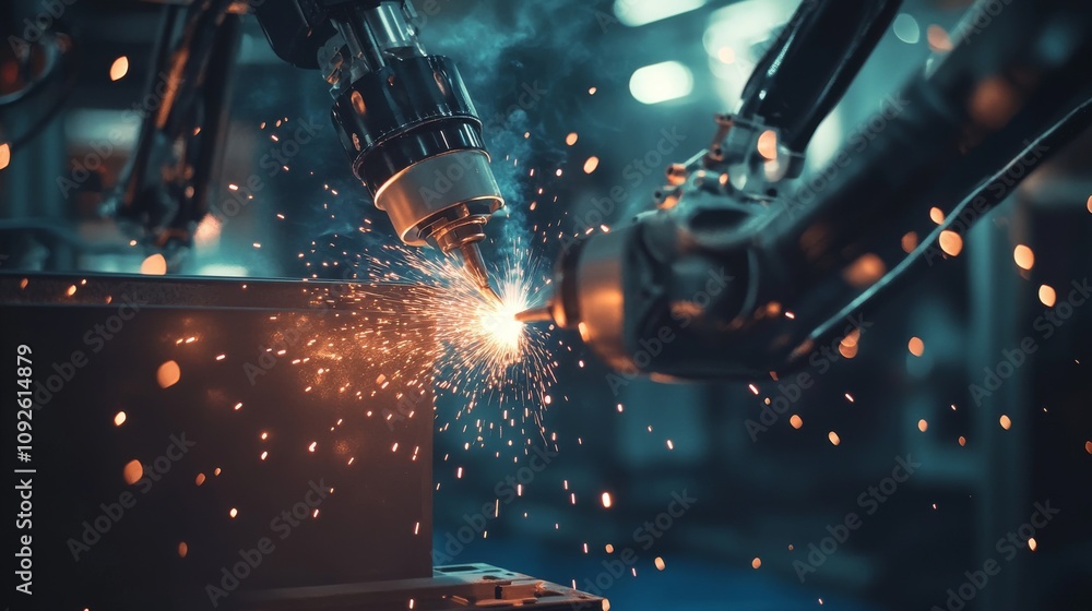 Poster automated welding process in a modern factory