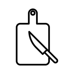 Obraz premium Cutting board with knife linear logo isolated