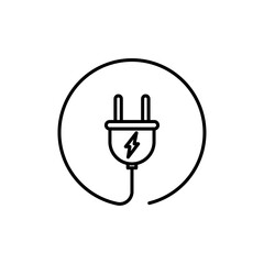 Electric plug icon linear logo isolated