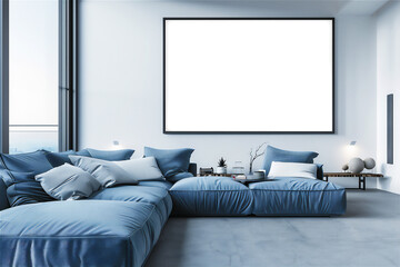 Mock up poster or photo frame in the living room with couch part 20