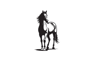  horse silhouette vector line art illustration logo design